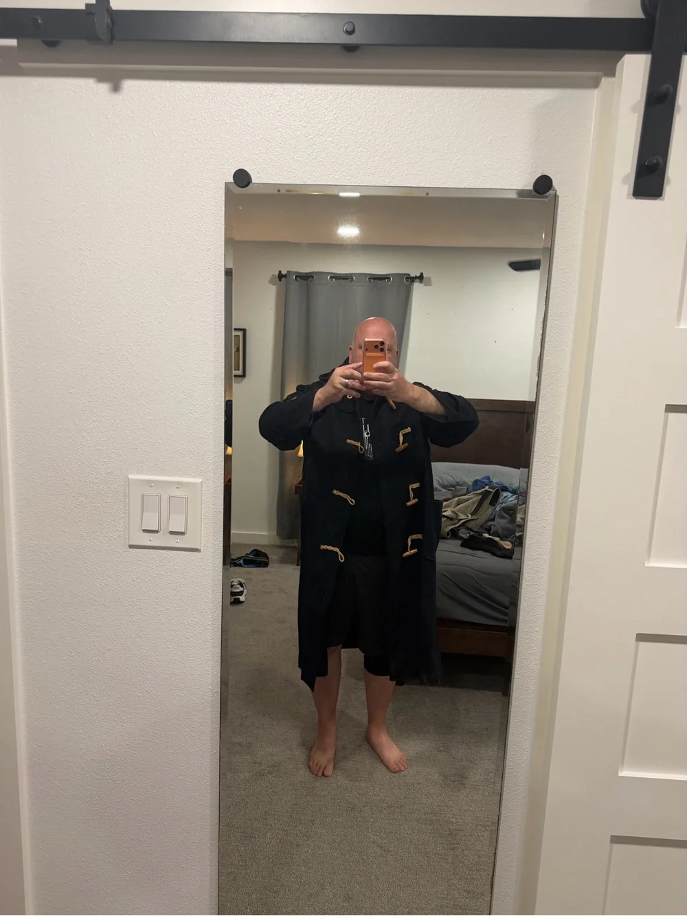 Men's Navy Toggle Duffle Coat with Hood